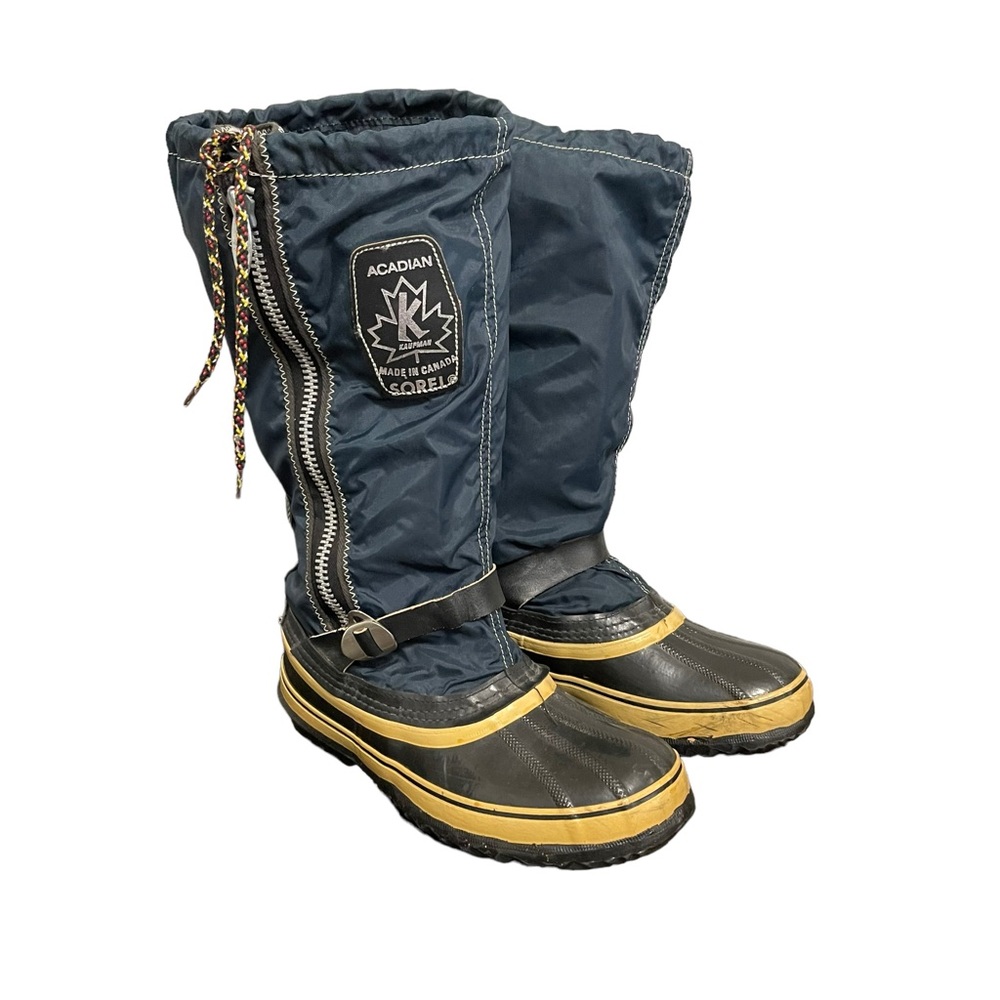 Sorel Kaufman Acadian Winter Boots Navy Black Outdoor Rubber Lined Womens 6